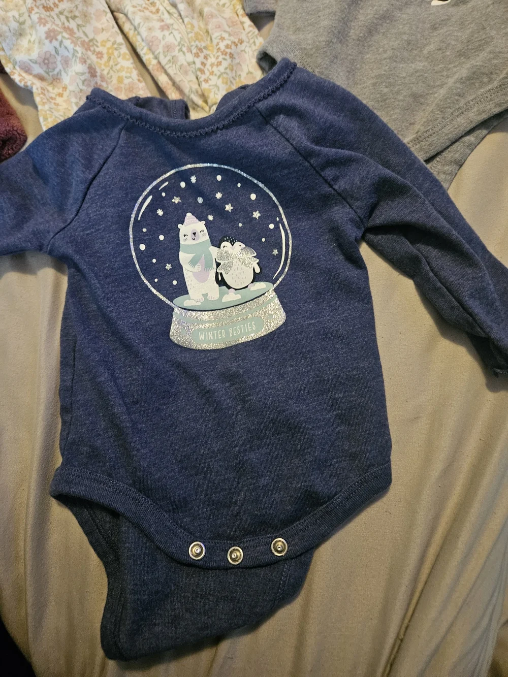 Carter's Navy Blue, Gray & Maroon Baby One-Piece Bundle